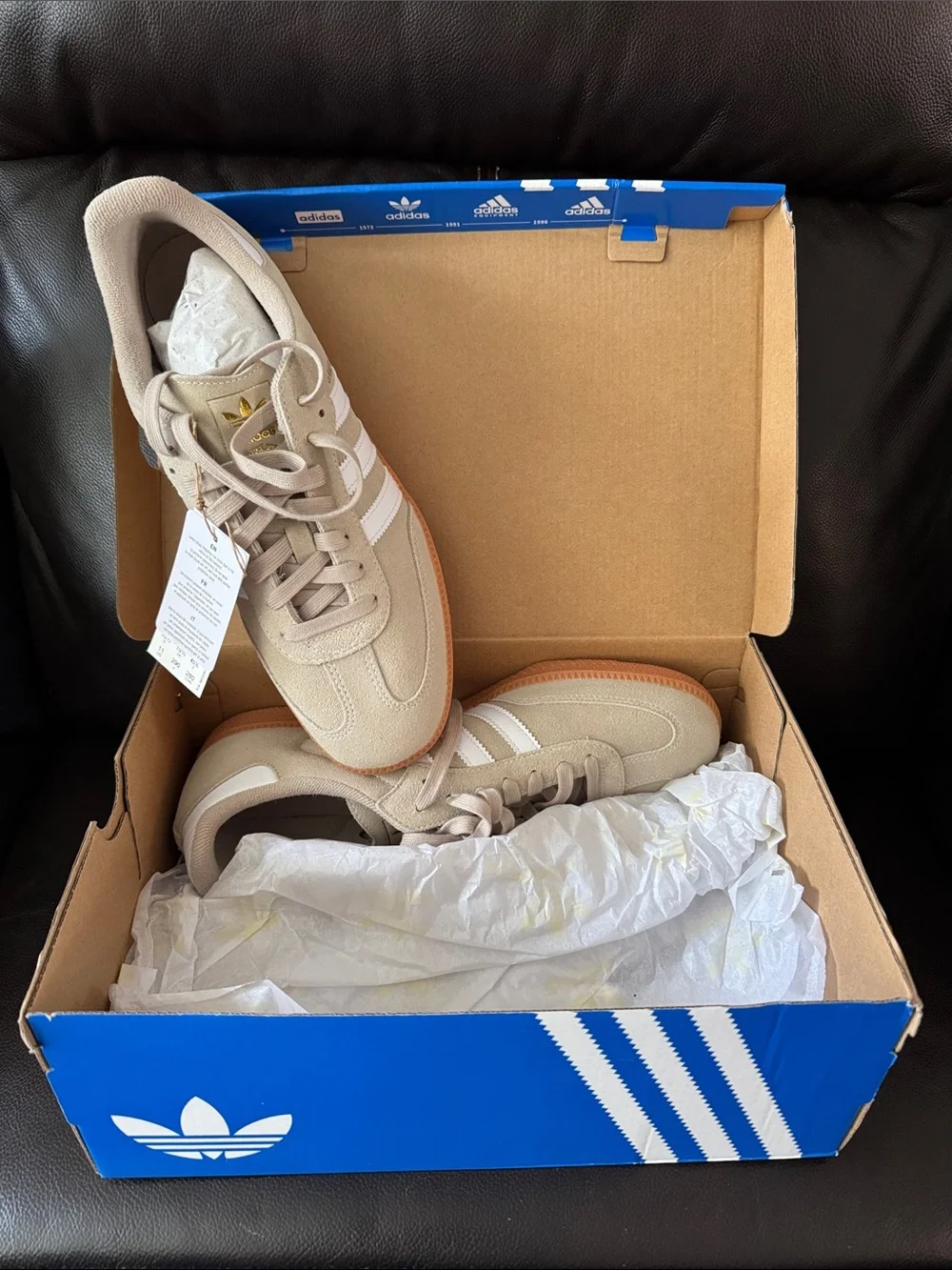adidas Men’s Beige/Tan Suede Low-Profile Sneakers